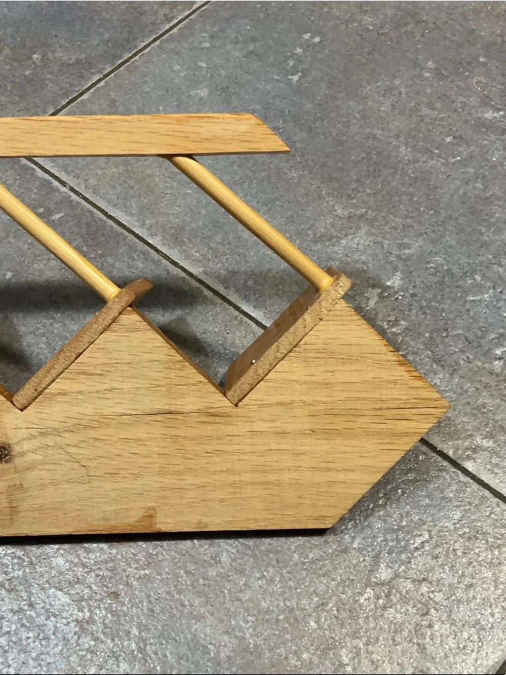 Wooden Wall Rack with Six Pegs - Honey Brown